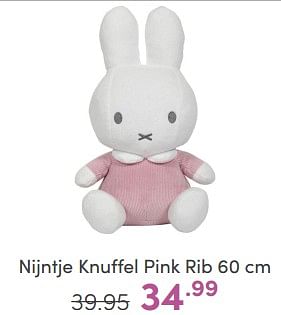 Aanbiedingen Nijntje knuffel pink rib - Nijntje - Geldig van 16/04/2023 tot 22/04/2023 bij Baby & Tiener Megastore