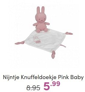 Aanbiedingen Nijntje knuffeldoekje pink baby - Nijntje - Geldig van 16/04/2023 tot 22/04/2023 bij Baby & Tiener Megastore
