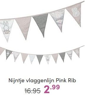 Aanbiedingen Nijntje vlaggenlijn pink rib - Nijntje - Geldig van 16/04/2023 tot 22/04/2023 bij Baby & Tiener Megastore