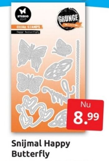 Aanbiedingen Snijmal happy butterfly - Studio Light - Geldig van 15/04/2023 tot 23/04/2023 bij Boekenvoordeel