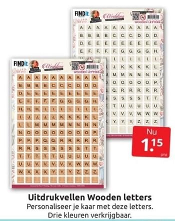 Aanbiedingen Uitdrukvellen wooden letters - Huismerk - Boekenvoordeel - Geldig van 15/04/2023 tot 23/04/2023 bij Boekenvoordeel