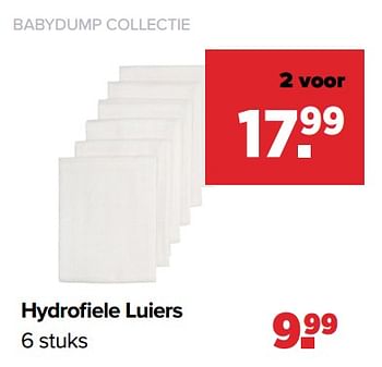 Aanbiedingen Babydump collectie hydrofiele luiers - Huismerk - Baby-Dump - Geldig van 03/04/2023 tot 29/04/2023 bij Baby-Dump