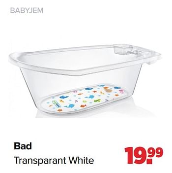 Aanbiedingen Babyjem bad transparant white - BabyJem - Geldig van 03/04/2023 tot 29/04/2023 bij Baby-Dump