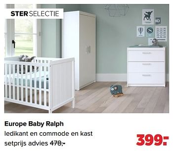 Aanbiedingen Europe baby ralph ledikant en commode en kast - Europe baby - Geldig van 03/04/2023 tot 29/04/2023 bij Baby-Dump