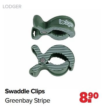 Aanbiedingen Lodger swaddle clips greenbay stripe - Lodger - Geldig van 03/04/2023 tot 29/04/2023 bij Baby-Dump
