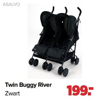 Aanbiedingen Asalvo twin buggy river zwart - Asalvo - Geldig van 03/04/2023 tot 29/04/2023 bij Baby-Dump