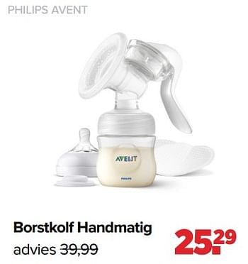 Aanbiedingen Philips avent borstkolf handmatig - Philips - Geldig van 03/04/2023 tot 29/04/2023 bij Baby-Dump
