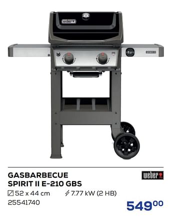 Aanbiedingen Gasbarbecue spirit ii e-210 gbs - Weber - Geldig van 21/04/2023 tot 19/05/2023 bij Supra Bazar