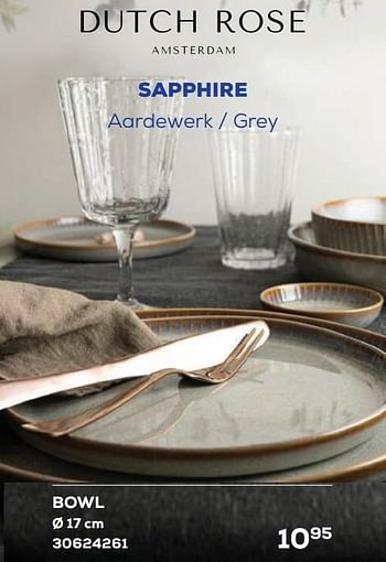 Aanbiedingen Sapphire aardewerk - grey bowl - Dutch RosÃ© - Geldig van 21/04/2023 tot 19/05/2023 bij Supra Bazar