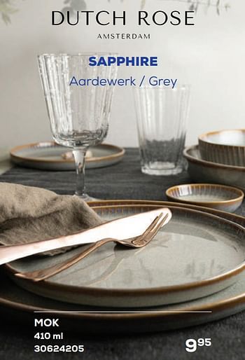 Aanbiedingen Sapphire aardewerk - grey mok - Dutch RosÃ© - Geldig van 21/04/2023 tot 19/05/2023 bij Supra Bazar