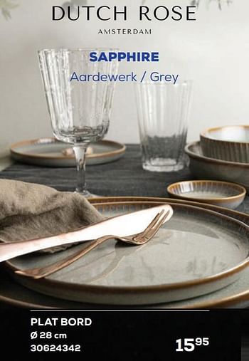 Aanbiedingen Sapphire aardewerk - grey plat bord - Dutch RosÃ© - Geldig van 21/04/2023 tot 19/05/2023 bij Supra Bazar