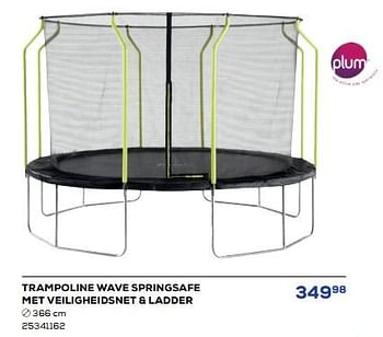 Aanbiedingen Trampoline wave springsafe met veiligheidsnet + ladder - Plum - Geldig van 21/04/2023 tot 19/05/2023 bij Supra Bazar