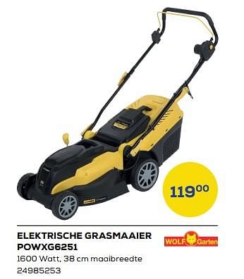 Aanbiedingen Wolf garten elektrische grasmaaier powxg6251 - Wolf Garten - Geldig van 21/04/2023 tot 19/05/2023 bij Supra Bazar