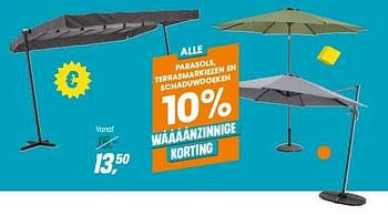 Aanbiedingen Alle parasols, terrasmarkiezen en schaduwdoeken - Huismerk - Kwantum - Geldig van 24/04/2023 tot 10/05/2023 bij Kwantum