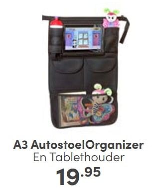 Aanbiedingen A3 autostoelorganizer en tablethouder - A3 Baby &amp; Kids - Geldig van 23/04/2023 tot 29/04/2023 bij Baby & Tiener Megastore