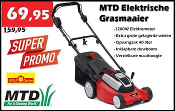 Aanbiedingen Mtd elektrische grasmaaier - MTD - Geldig van 13/04/2023 tot 17/05/2023 bij Itek