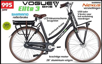 Aanbiedingen Vogue bike elite 3 - Vogue Bike - Geldig van 13/04/2023 tot 17/05/2023 bij Itek