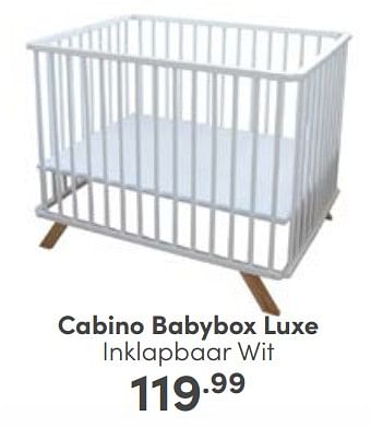 Aanbiedingen Cabino babybox luxe inklapbaar wit - Cabino - Geldig van 23/04/2023 tot 29/04/2023 bij Baby & Tiener Megastore