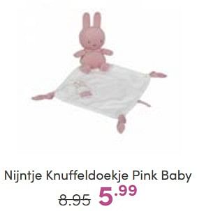 Aanbiedingen Nijntje knuffeldoekje pink baby - Nijntje - Geldig van 23/04/2023 tot 29/04/2023 bij Baby & Tiener Megastore