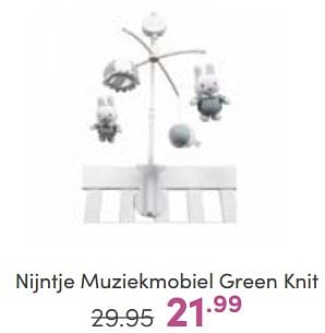 Aanbiedingen Nijntje muziekmobiel green knit - Nijntje - Geldig van 23/04/2023 tot 29/04/2023 bij Baby & Tiener Megastore