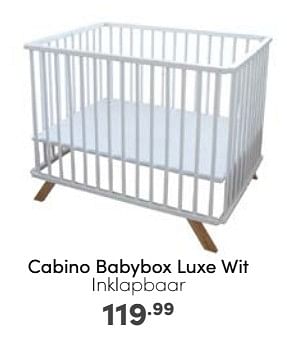 Aanbiedingen Cabino babybox luxe wit inklapbaar - Cabino - Geldig van 23/04/2023 tot 29/04/2023 bij Baby & Tiener Megastore
