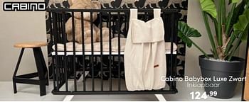 Aanbiedingen Cabino babybox luxe zwart inklapbaar - Cabino - Geldig van 23/04/2023 tot 29/04/2023 bij Baby & Tiener Megastore