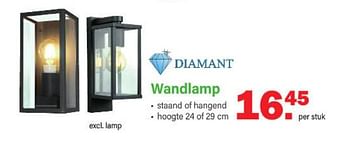 Aanbiedingen Wandlamp - Diamant - Geldig van 24/04/2023 tot 13/05/2023 bij Van Cranenbroek