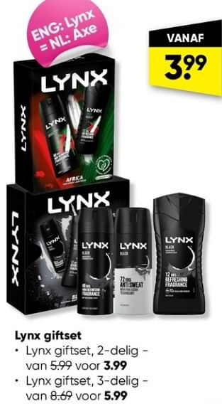 Aanbiedingen Lynx giftset - Lynx - Geldig van 24/04/2023 tot 07/05/2023 bij Big Bazar