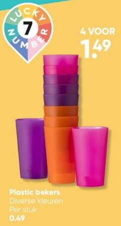 Aanbiedingen Plastic bekers - Huismerk - Big Bazar - Geldig van 24/04/2023 tot 07/05/2023 bij Big Bazar
