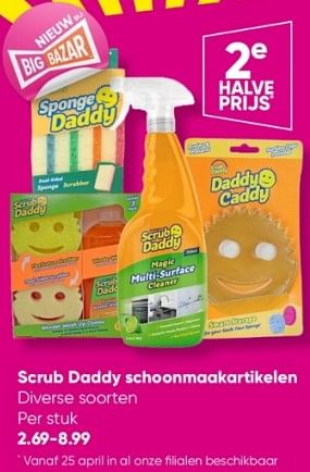 Aanbiedingen Scrub daddy schoonmaakartikelen - Scrub Daddy - Geldig van 24/04/2023 tot 07/05/2023 bij Big Bazar