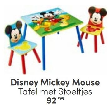 Aanbiedingen Disney mickey mouse tafel met stoeltjes - Huismerk - Baby &amp; Tiener Megastore - Geldig van 30/04/2023 tot 13/05/2023 bij Baby & Tiener Megastore