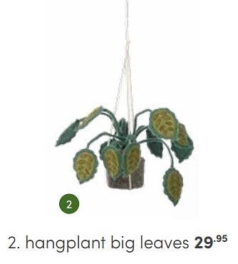 Aanbiedingen Hangplant big leaves - Huismerk - Baby &amp; Tiener Megastore - Geldig van 30/04/2023 tot 13/05/2023 bij Baby & Tiener Megastore