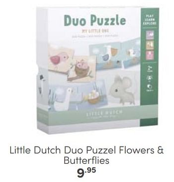 Aanbiedingen Little dutch duo puzzel flowers + butterflies - Little Dutch - Geldig van 30/04/2023 tot 13/05/2023 bij Baby & Tiener Megastore