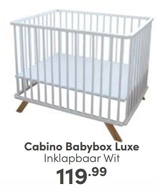 Aanbiedingen Cabino babybox luxe inklapbaar wit - Cabino - Geldig van 30/04/2023 tot 06/05/2023 bij Baby & Tiener Megastore