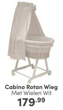 Aanbiedingen Cabino rotan wieg met wielen wit - Cabino - Geldig van 30/04/2023 tot 06/05/2023 bij Baby & Tiener Megastore