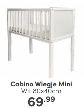 Aanbiedingen Cabino wiegje mini wit - Cabino - Geldig van 30/04/2023 tot 06/05/2023 bij Baby & Tiener Megastore
