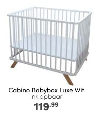 Aanbiedingen Cabino babybox luxe wit inklapbaar - Cabino - Geldig van 30/04/2023 tot 06/05/2023 bij Baby & Tiener Megastore