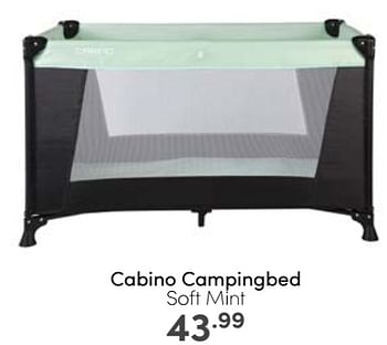 Aanbiedingen Cabino campingbed soft mint - Cabino - Geldig van 30/04/2023 tot 06/05/2023 bij Baby & Tiener Megastore