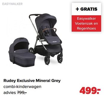 Aanbiedingen Easywalker rudey exclusive mineral grey combi-kinderwagen - Easywalker - Geldig van 01/05/2023 tot 03/06/2023 bij Baby-Dump