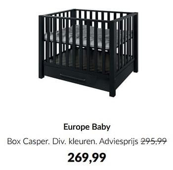 Aanbiedingen Europe baby box casper - Europe baby - Geldig van 10/04/2023 tot 15/05/2023 bij Babypark