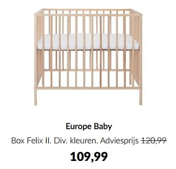 Aanbiedingen Europe baby box felix ii - Europe baby - Geldig van 10/04/2023 tot 15/05/2023 bij Babypark