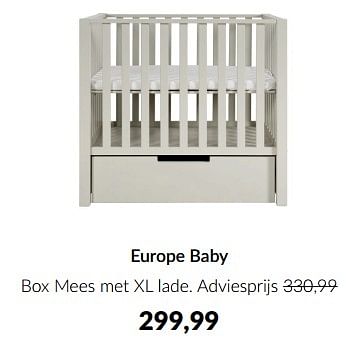 Aanbiedingen Europe baby box mees met xl lade - Europe baby - Geldig van 10/04/2023 tot 15/05/2023 bij Babypark