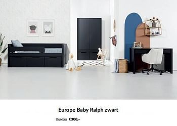 Aanbiedingen Europe baby ralph zwart bureau - Europe baby - Geldig van 10/04/2023 tot 15/05/2023 bij Babypark