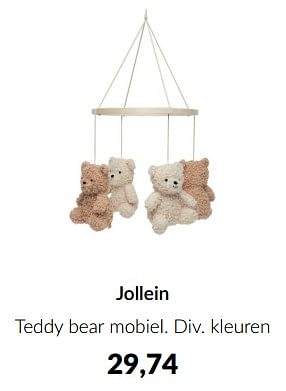 Aanbiedingen Jollein teddy bear mobiel - Jollein - Geldig van 10/04/2023 tot 15/05/2023 bij Babypark