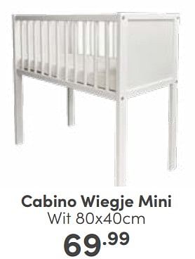Aanbiedingen Cabino wiegje mini wit - Cabino - Geldig van 07/05/2023 tot 13/05/2023 bij Baby & Tiener Megastore