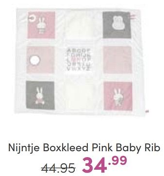 Aanbiedingen Nijntje boxkleed pink baby rib - Nijntje - Geldig van 07/05/2023 tot 13/05/2023 bij Baby & Tiener Megastore