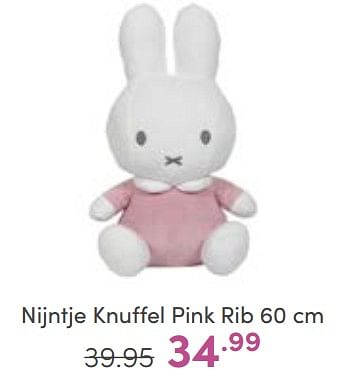 Aanbiedingen Nijntje knuffel pink rib - Nijntje - Geldig van 07/05/2023 tot 13/05/2023 bij Baby & Tiener Megastore