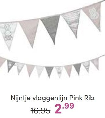 Aanbiedingen Nijntje vlaggenlijn pink rib - Nijntje - Geldig van 07/05/2023 tot 13/05/2023 bij Baby & Tiener Megastore