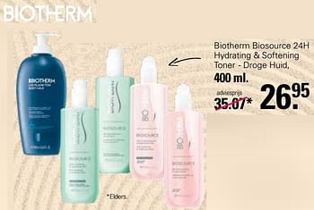 Aanbiedingen Biotherm biosource 24h hydrating + softening toner - droge huid - Biotherm - Geldig van 28/04/2023 tot 15/05/2023 bij De Online Drogist