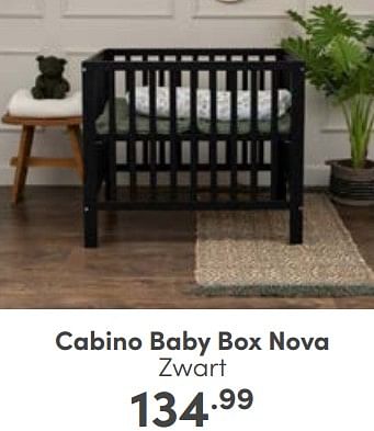 Aanbiedingen Cabino baby box nova zwart - Cabino - Geldig van 14/05/2023 tot 20/05/2023 bij Baby & Tiener Megastore